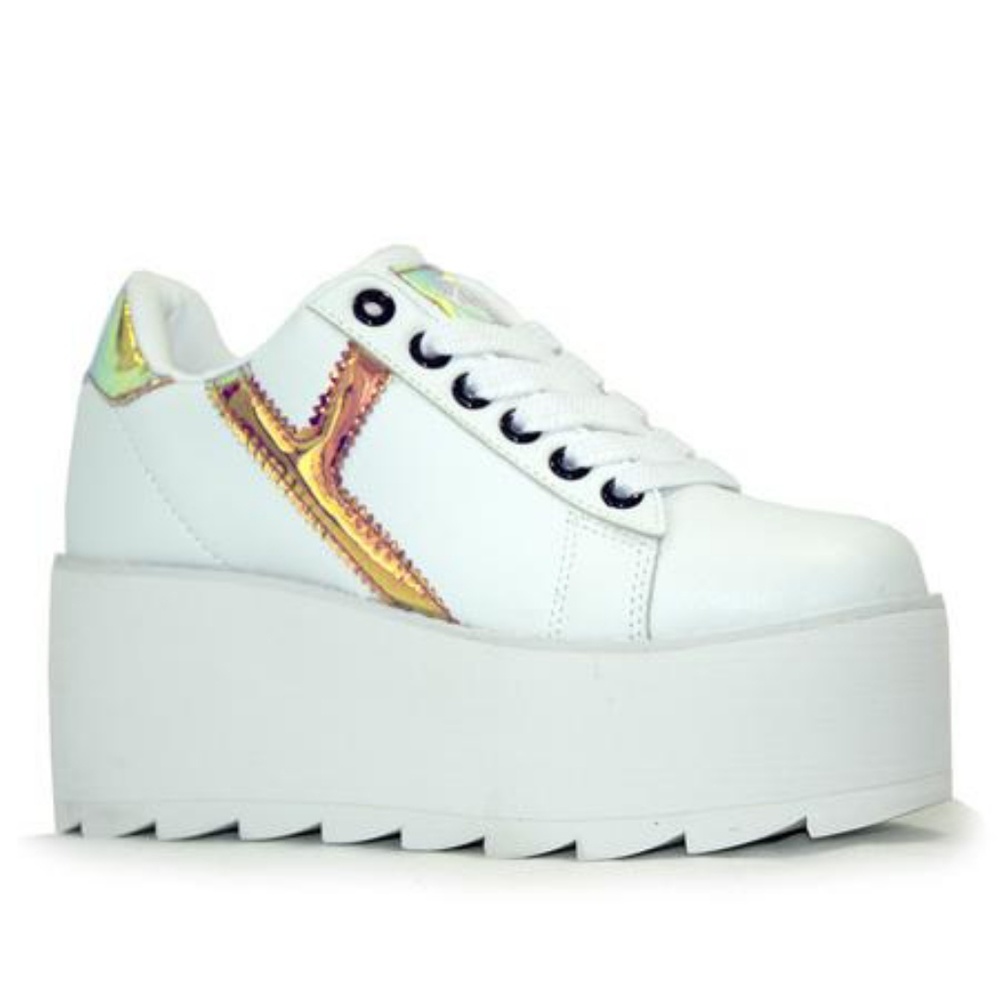 YRU Holographic "Strype" Platform Sneakers